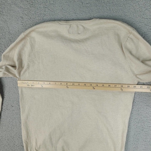 American Eagle Outfitters Sweater Mens Large Beige Knit V-Neck Sweatshirt - Picture 9 of 12